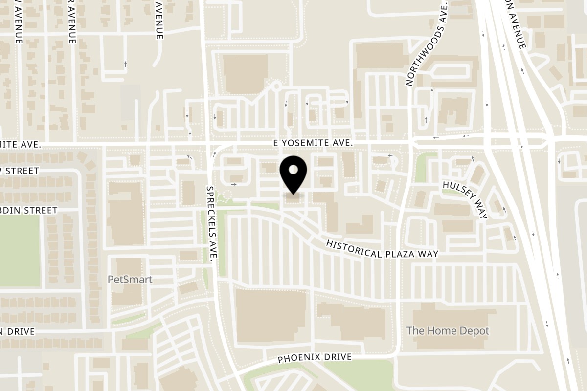 Map showing the location of Pho Viet Kitchen on 1311 Historical Plaza Way in Manteca